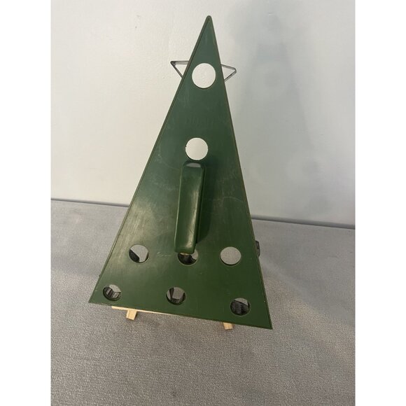 Vintage HOAN Green Christmas Tree Cookie Cutter Stand With 8 Assorted Metal Cutt - Picture 6 of 8